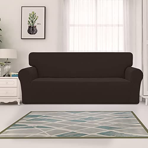 Stretch Jacquard Couch Cover for Kids, Pets (Chocolate)