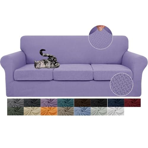 Newest 4 Pieces Couch Covers for 3 Cushion Couch Stretch Sofa Slipcover with 3 Seat Cushion Covers