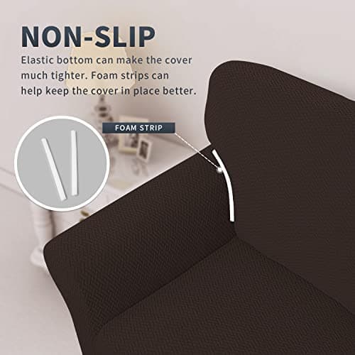 Stretch Jacquard Couch Cover for Kids, Pets (Chocolate)
