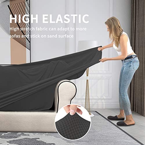 Easy-Growing Couch Cover with 3 Cushion Covers, Dark Gray Spandex Protector