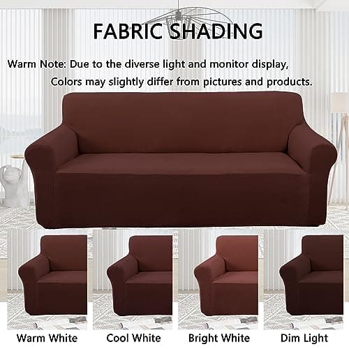 U-NICE HOME Velvet Sofa Covers for 3 Cushion Couch (Large, Chocolate)