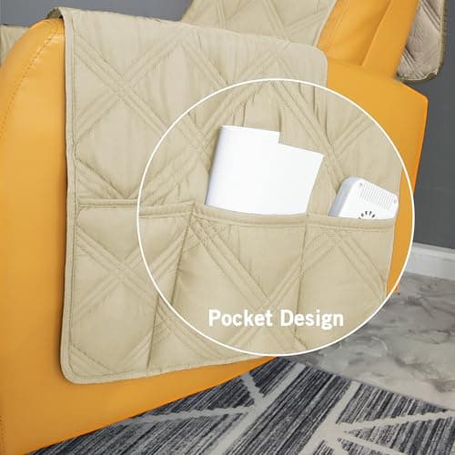 Waterproof Recliner Chair Covers with Anti-Slip Furniture Protector for Children and Dogs (Beige, 30'')