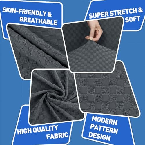 MAXIJIN 4-Piece Dark Gray Non-Slip Couch Cover for 3-Cushion Sofa Pet Friendly