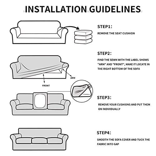 Easy-Growing Couch Cover with 3 Cushion Covers, Dark Gray Spandex Protector