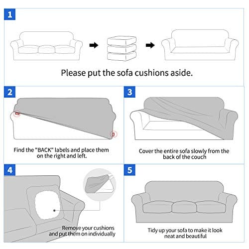 MAXIJIN 4-Piece Dark Gray Non-Slip Couch Cover for 3-Cushion Sofa Pet Friendly