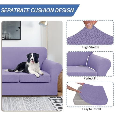 Newest 4 Pieces Couch Covers for 3 Cushion Couch Stretch Sofa Slipcover with 3 Seat Cushion Covers