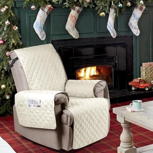 Ruaozz 100% Waterproof Recliner Chair Cover for Kids, Dogs, Pets (Ivory, 23'')