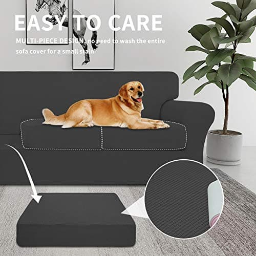 Easy-Growing Couch Cover with 3 Cushion Covers, Dark Gray Spandex Protector