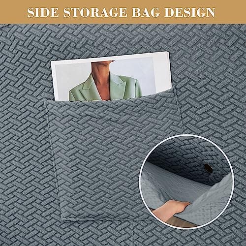 6 Pieces Stretch Recliner Chair Cover - Dark Gray 2 Seater Sofa Cover with Elastic Bottom and Ties
