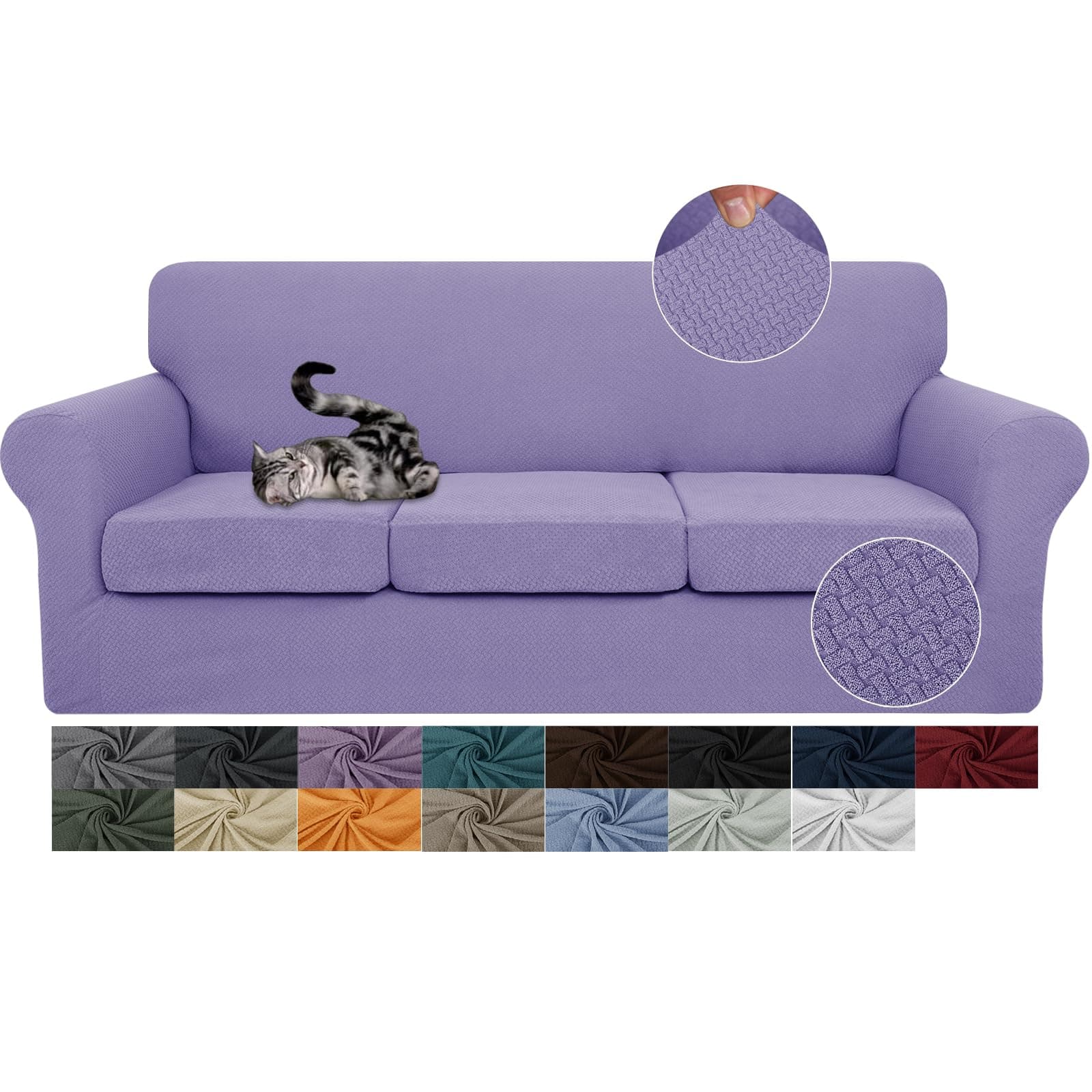 Newest 4 Pieces Couch Covers for 3 Cushion Couch Stretch Sofa Slipcover with 3 Seat Cushion Covers